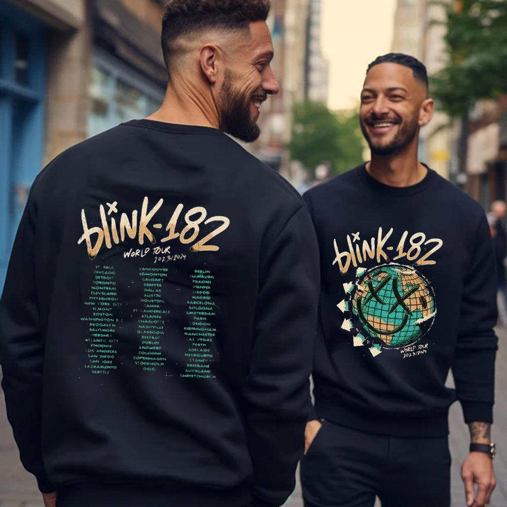 Blink 182 Sweatshirt The World Tour 2023 2024 Band Sweatshirt 2 Sided